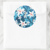 Tropisch Hibiscus Floral Pattern Ronde Sticker (Tas)