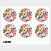 Tropisch Hibiscus Floral Pattern Ronde Sticker (Vel)