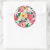 Tropisch Hibiscus Floral Pattern Ronde Sticker (Tas)