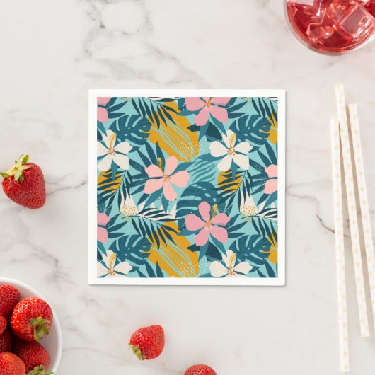 Tropisch Hibiscus Floral Pattern Servet (Insitu)