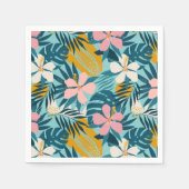 Tropisch Hibiscus Floral Pattern Servet (Voorkant)