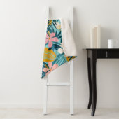 Tropisch Hibiscus Floral Pattern Sherpa Deken (In situ)