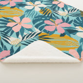 Tropisch Hibiscus Floral Pattern Sherpa Deken (3/4)