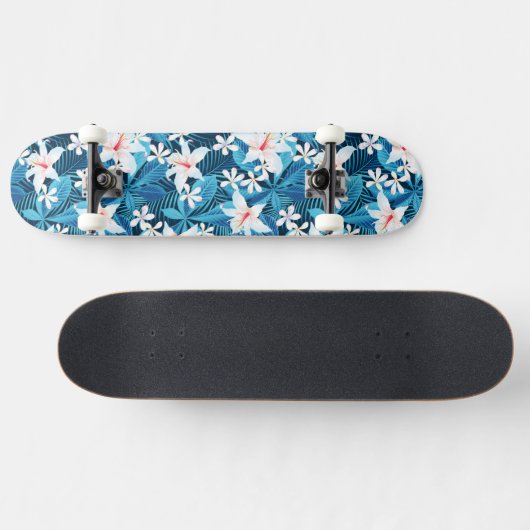 Tropisch Hibiscus Floral Pattern Skateboard (Horizontaal)