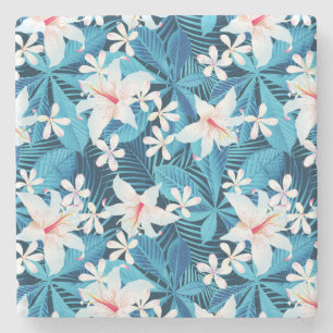 Tropisch Hibiscus Floral Pattern Stenen Onderzetter