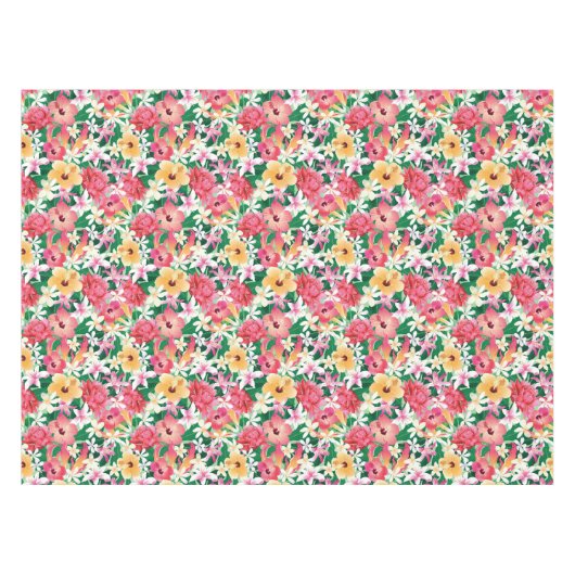 Tropisch Hibiscus Floral Pattern Tafelkleed (Voorkant (Horizontaal))