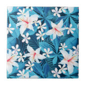 Tropisch Hibiscus Floral Pattern Tegeltje (Voorkant)