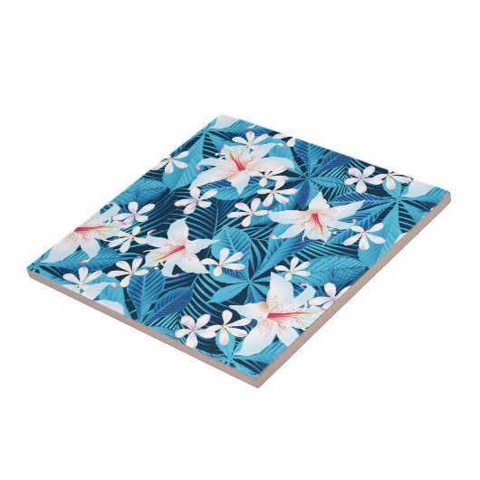 Tropisch Hibiscus Floral Pattern Tegeltje (Zijkant)