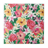 Tropisch Hibiscus Floral Pattern Tegeltje (Voorkant)