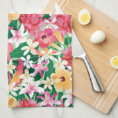 Tropisch Hibiscus Floral Pattern Theedoek (Quarter Fold)