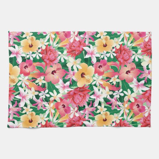Tropisch Hibiscus Floral Pattern Theedoek (Horizontaal)