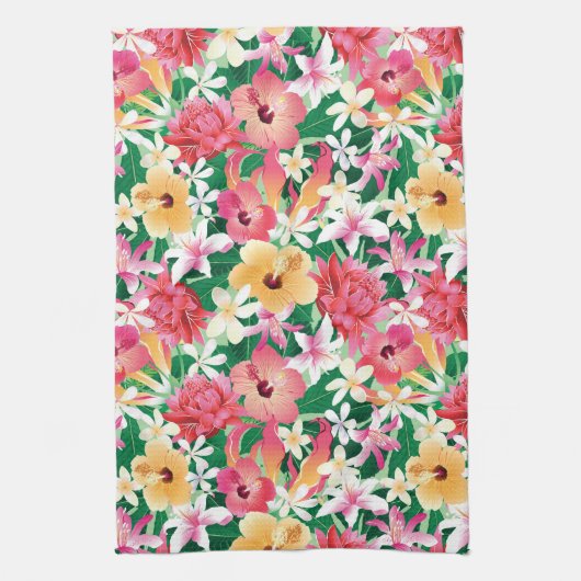 Tropisch Hibiscus Floral Pattern Theedoek (Verticaal)