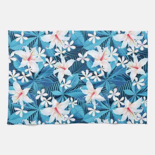 Tropisch Hibiscus Floral Pattern Theedoek (Horizontaal)