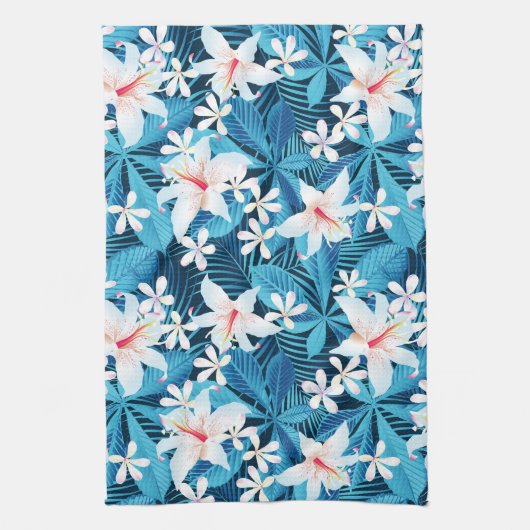 Tropisch Hibiscus Floral Pattern Theedoek (Verticaal)