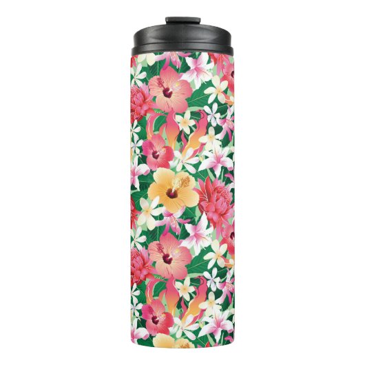 Tropisch Hibiscus Floral Pattern Thermosbeker (Voorkant)