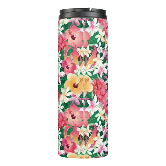 Tropisch Hibiscus Floral Pattern Thermosbeker (Achterkant)