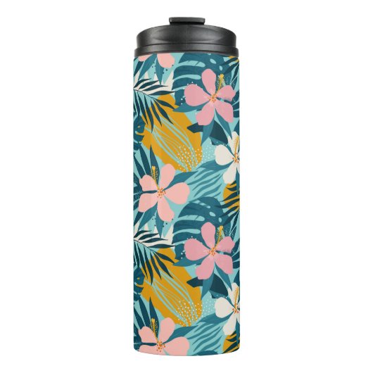 Tropisch Hibiscus Floral Pattern Thermosbeker (Voorkant)