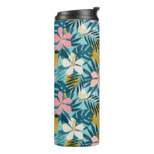 Tropisch Hibiscus Floral Pattern Thermosbeker (Gedraaid links)