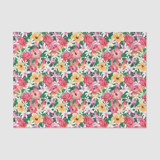 Tropisch Hibiscus Floral Pattern Tissuepapier (Voorkant)