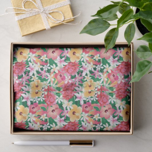 Tropisch Hibiscus Floral Pattern Tissuepapier (Geschenk)