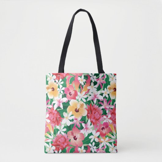 Tropisch Hibiscus Floral Pattern Tote Bag (Voorkant)