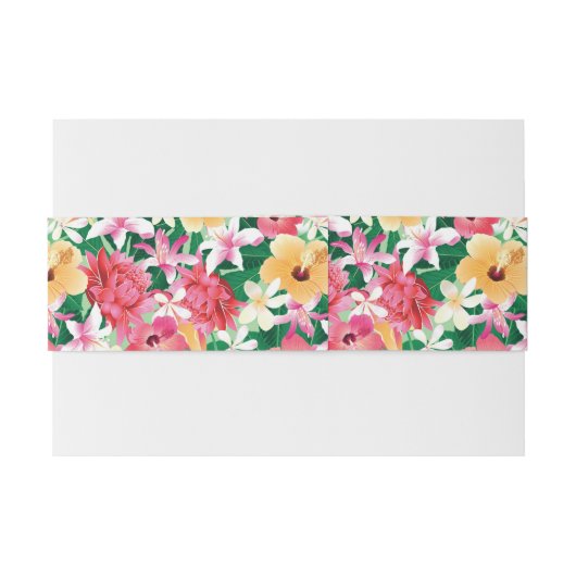 Tropisch Hibiscus Floral Pattern Uitnodigingen Wikkel (Achterkant Voorbeeld)