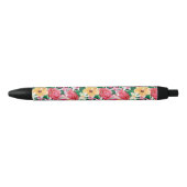 Tropisch Hibiscus Floral Pattern Zwarte Inkt Pen (Voorkant)