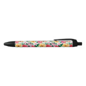 Tropisch Hibiscus Floral Pattern Zwarte Inkt Pen (Bovenkant)