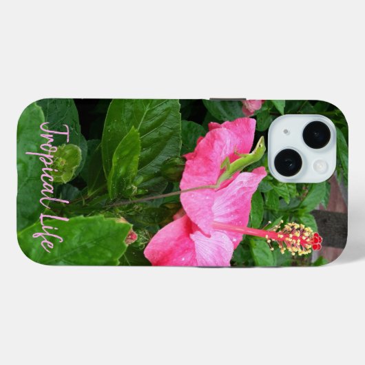 Tropisch Hibiscus Flower Anole Lizard Aangepast Case-Mate iPhone Case (Achterkant (horizontaal))
