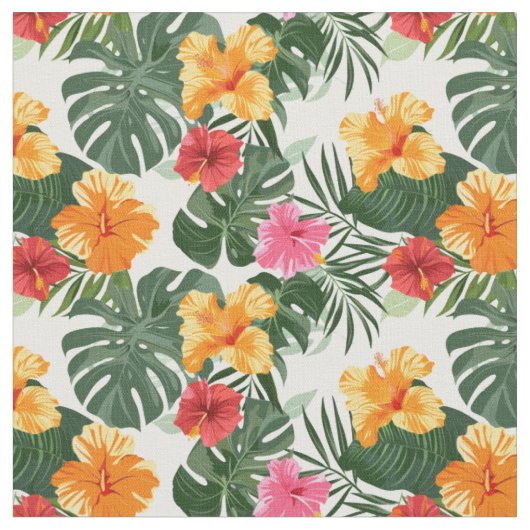 Tropisch Hibiscus Flower Pattern Stof (Close Up)