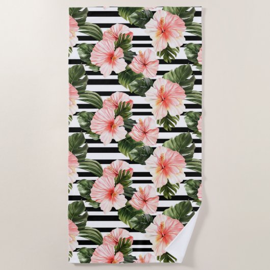 Tropisch Hibiscus Flower Pattern Strandlaken (Voorkant)