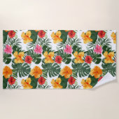 Tropisch Hibiscus Flower Pattern Strandlaken (Voorkant)