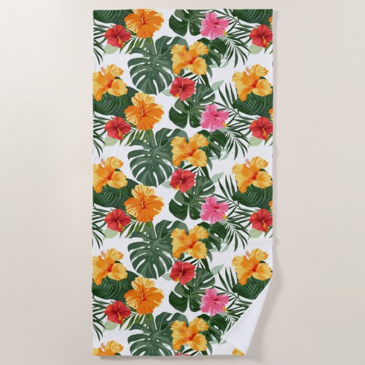 Tropisch Hibiscus Flower Pattern Strandlaken (Voorkant)