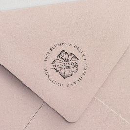 Tropisch Hibiscus Flower Round-adres Zelfinktende Stempel