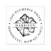 Tropisch Hibiscus Flower Round-adres Zelfinktende Stempel (Design)
