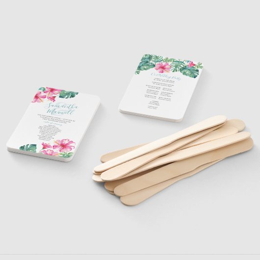 Tropisch Hibiscus Flower Wedding Programme Fan Handwaaier (Niet-gemonteerd)