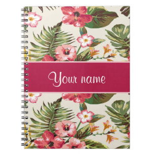 Tropisch Hibiscus Flowers Patroon Notitieboek