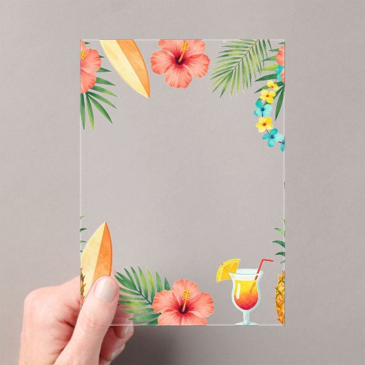 Tropisch Hibiscus Frame Aloha Sfeer Acryl Uitnodigingen (Insitu (Draagbaar))