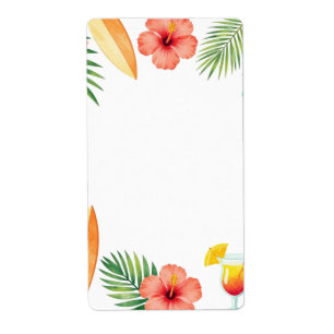 Tropisch Hibiscus Frame Aloha Sfeer Etiket