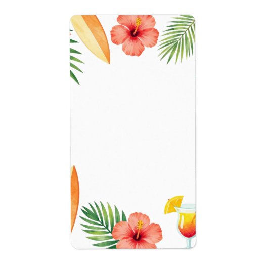 Tropisch Hibiscus Frame Aloha Sfeer Etiket (Voorkant)