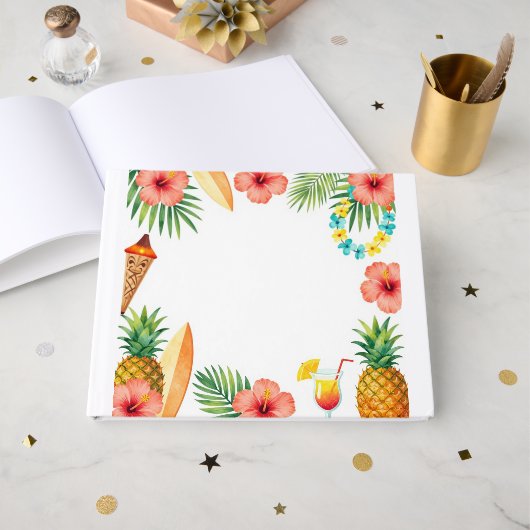 Tropisch Hibiscus Frame Aloha Sfeer Gastenboek (Voorkant open)