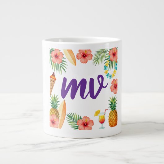 Tropisch Hibiscus Frame Aloha Sfeer Grote Koffiekop (Voorkant)