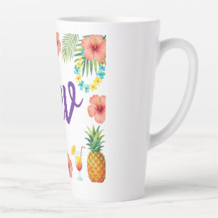 Tropisch Hibiscus Frame Aloha Sfeer Latte Mok