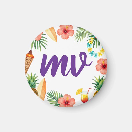 Tropisch Hibiscus Frame Aloha Sfeer Magneet (Voorkant)
