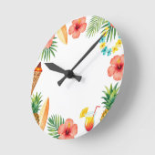 Tropisch Hibiscus Frame Aloha Sfeer Ronde Klok (Hoek)