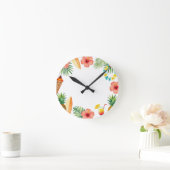 Tropisch Hibiscus Frame Aloha Sfeer Ronde Klok (Huis)