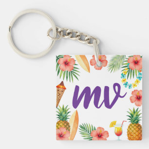 Tropisch Hibiscus Frame Aloha Sfeer Sleutelhanger