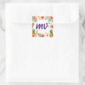 Tropisch Hibiscus Frame Aloha Sfeer Vierkante Sticker (Tas)