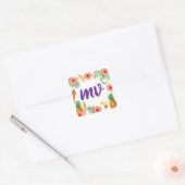 Tropisch Hibiscus Frame Aloha Sfeer Vierkante Sticker (Envelop)