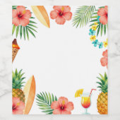Tropisch Hibiscus Frame Aloha Sfeer Wijn Etiket (Enkel label)